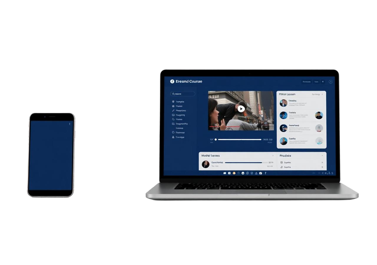 Laptop and phone showing the eLearning platform