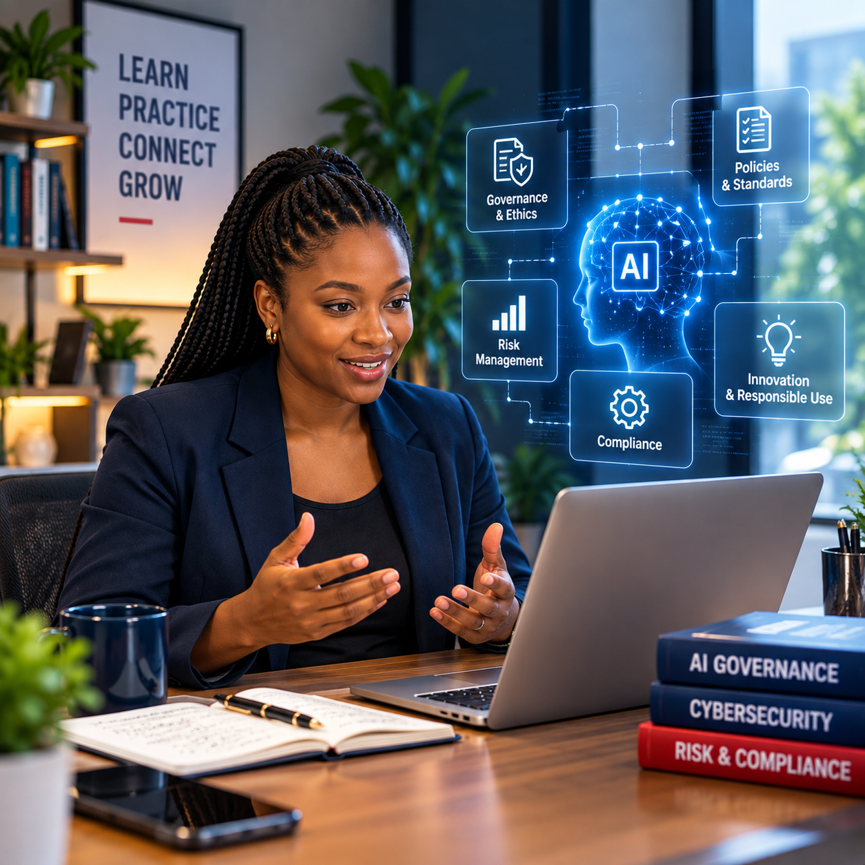 Cybersecurity professional hosting a live online learning session