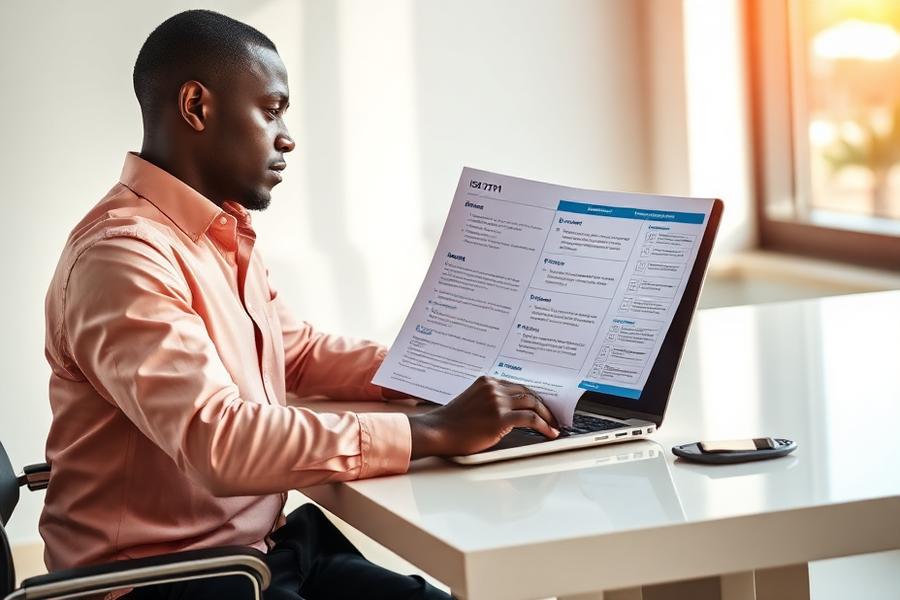 Professional working through compliance policies and control checklists